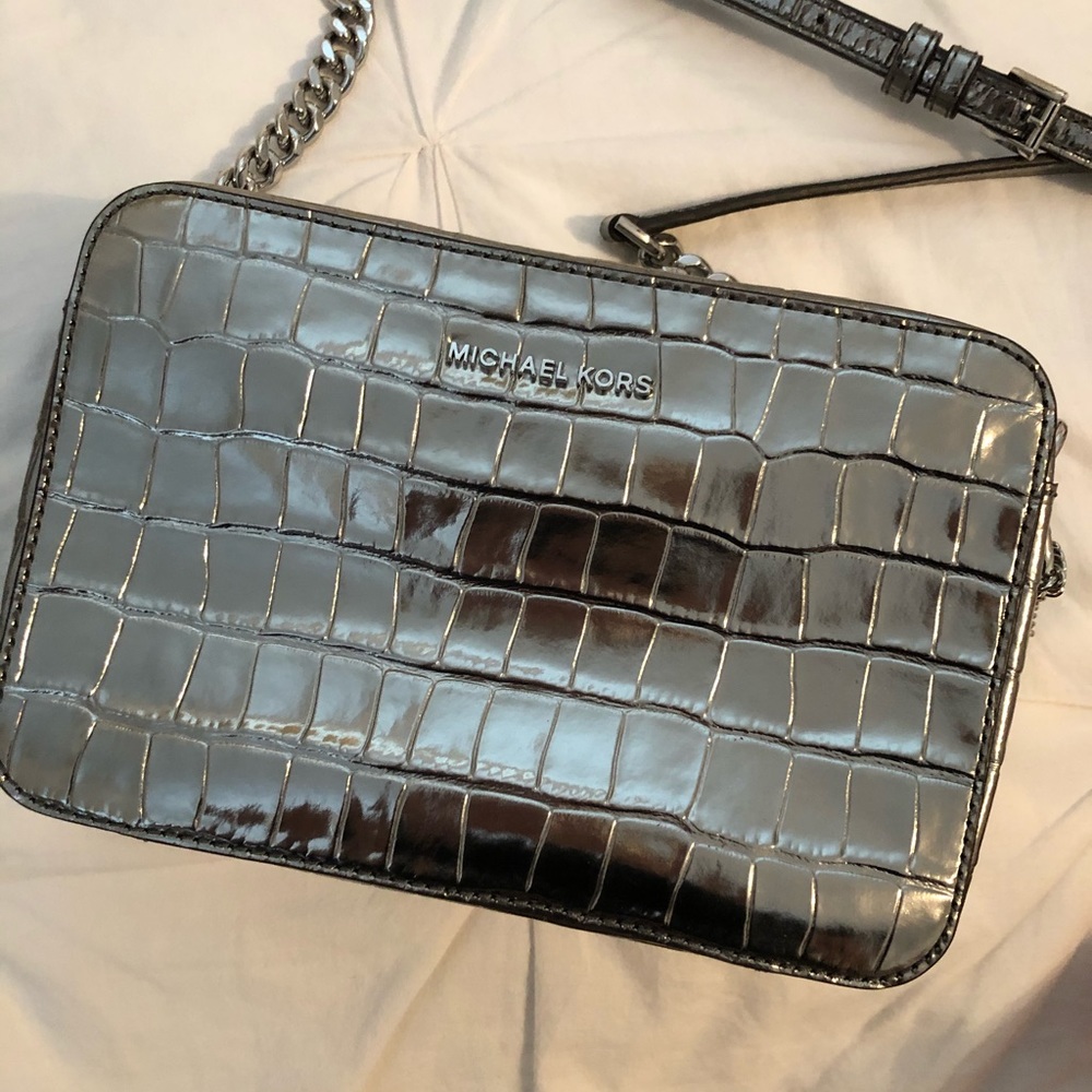 Michael Kors Silver Croc cross body